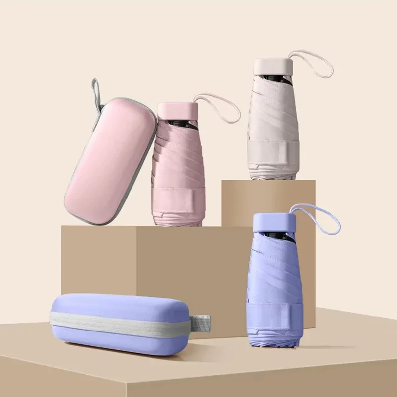 Фото Ультра-мини-зонтик Xiaomi с черным покрытием, компактный портативный карманный солнечный дождь двойного назначения, легкий дорожный зонт для женщин и мужчин №3