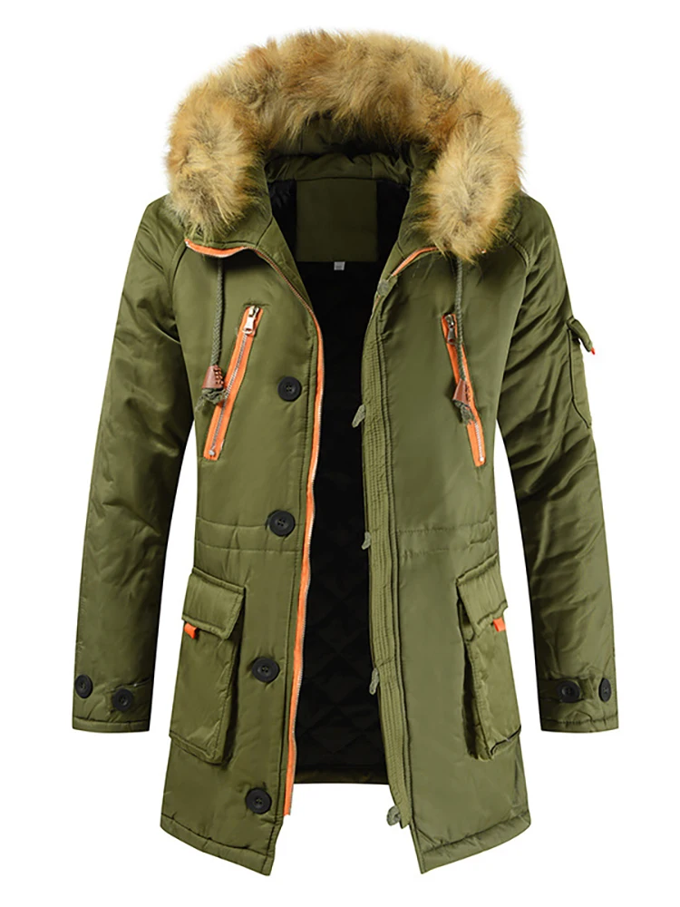 Oversize 8XL Winter Men's Mid-Long Jacket Men Cotton Warm Thick Parkas Hoodies Male Fur Collar Big Large Size Jackets Clothing