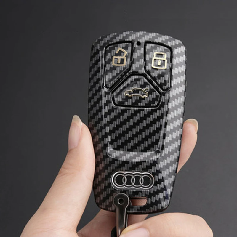 

Car Key Case Cover Shell Carbon Fiber For Audi A4 B9 A5 A6 S4 S5 S7 8W Q7 4M Q5 TT Smart Remote Protector Auto Accessories