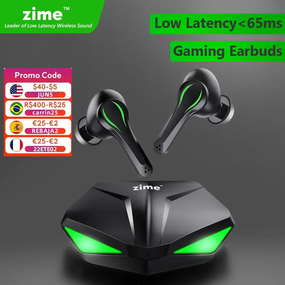 

Zime Winner Gaming Earbuds 65ms Low Latency TWS Bluetooth Earphone with Mic Bass Audio Sound Positioning PUBG Wireless Headset