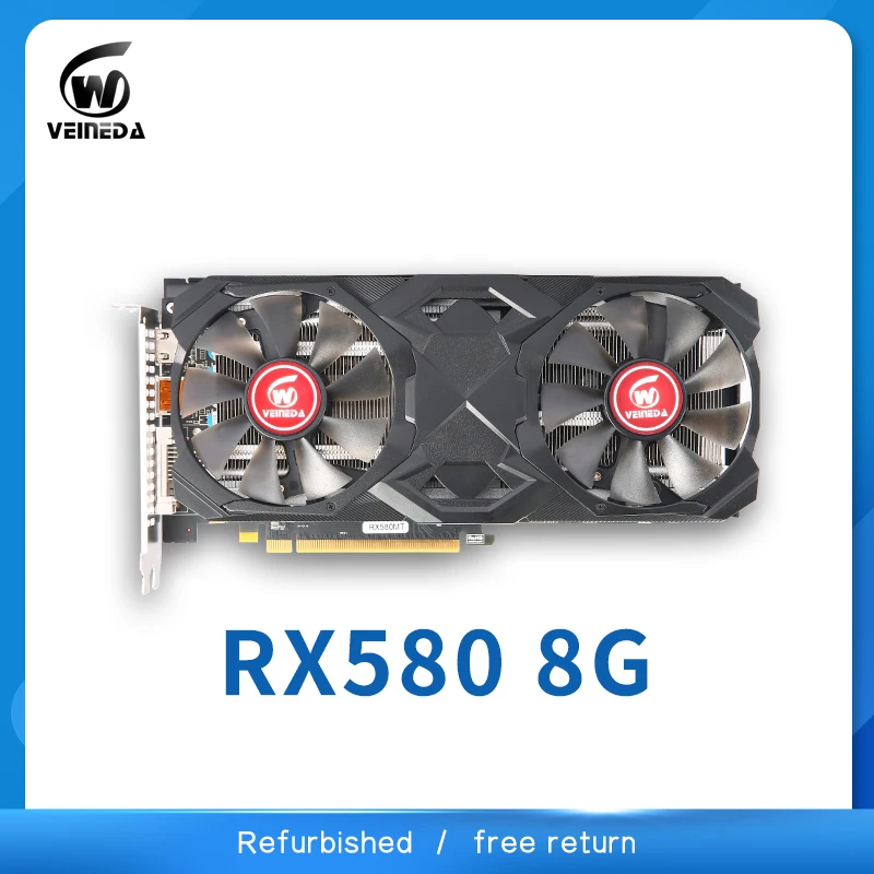 Видеокарта Veineda RX 580 8 Гб игровая GDDR5 256Bit PCI Express 3,0 × 16 GPU компьютерная Шахта ETH hashrate 28-30mh/s восстановленная