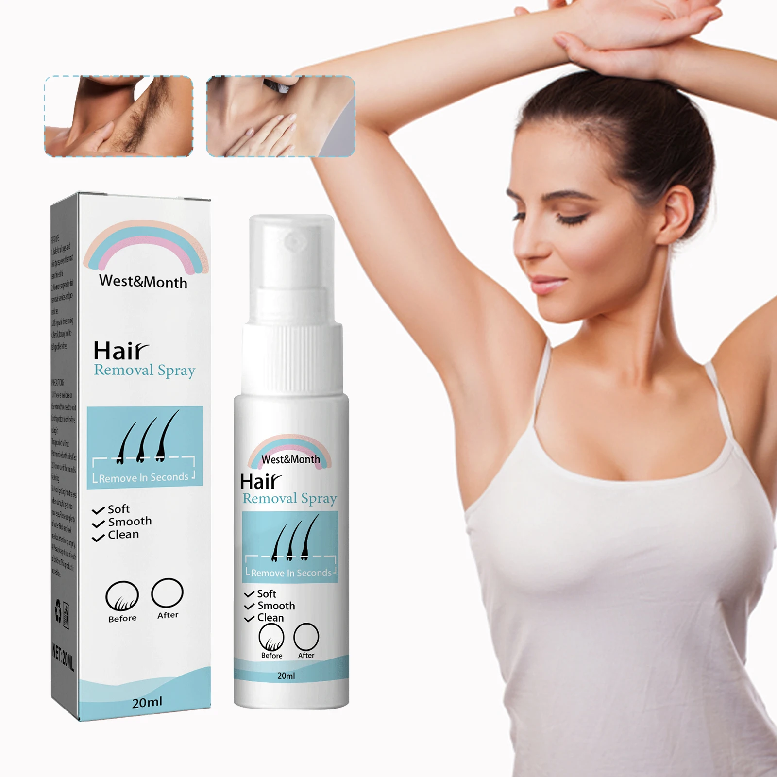 

20ml Hair Removal Spray Armpit Arm Legs Hair Growth Inhibitor Painless Hair Remover Nourishing Body Care Depilatory Cream Liquid