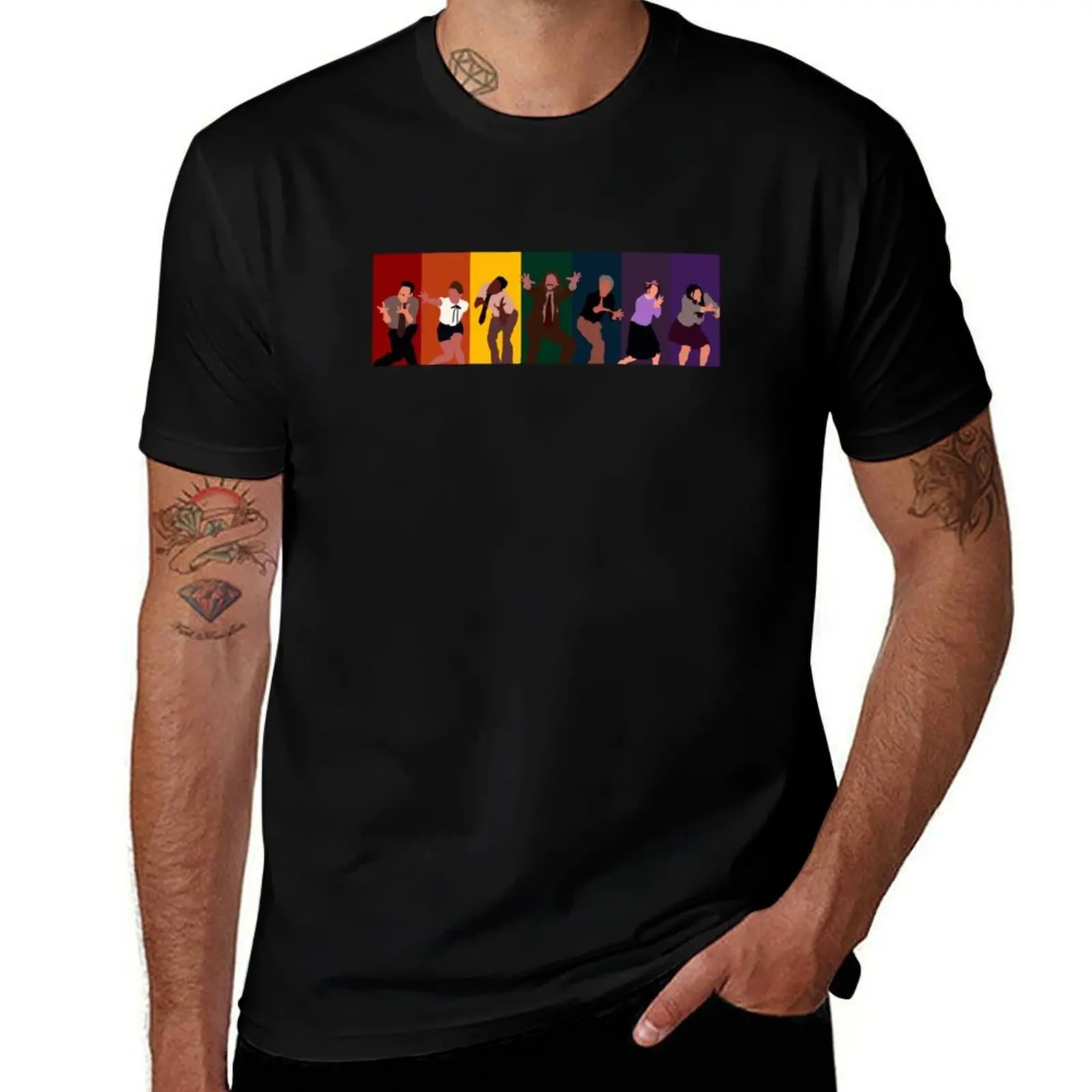 Фото Футболка tgwdlm rainbow cast drawing, мягкая, прочная, хлопковая футболка №1