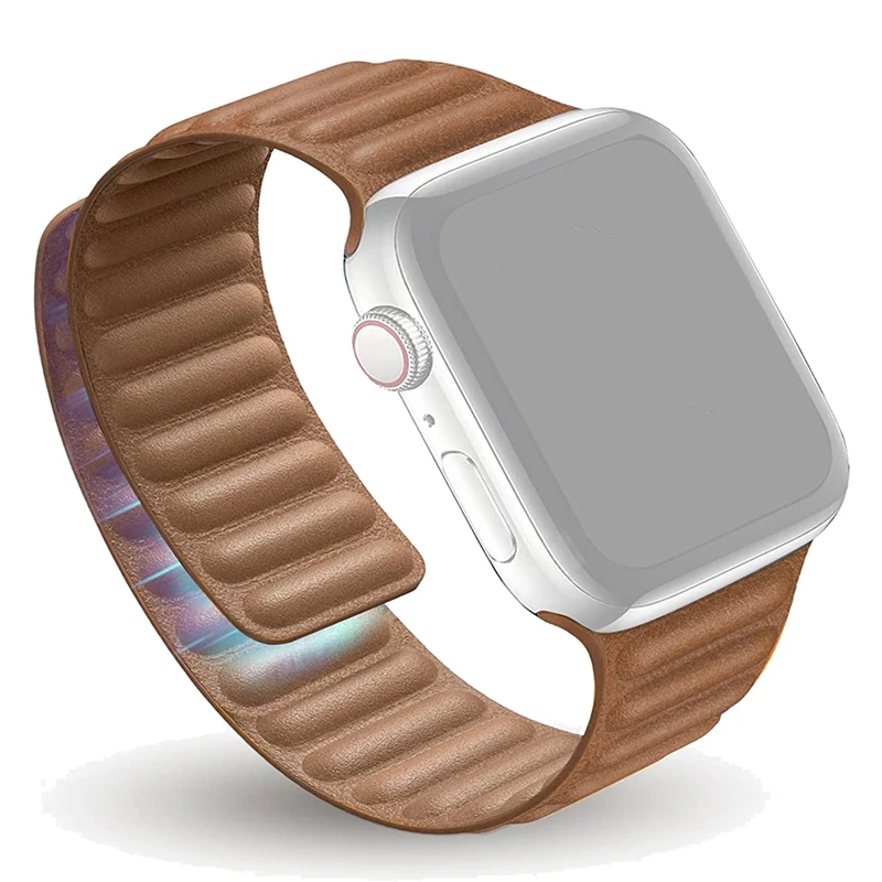 Фото Ремешок кожаный для Apple watch band, магнитный браслет для iWatch Series 1 2 3 5 4 SE 6 7, 45 мм 41 мм 44 мм 40 мм 42 мм 38 мм №3