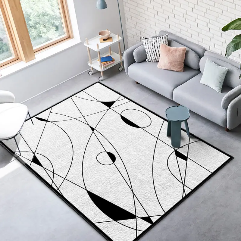

Abstract Geometric Carpets for Home Living Room Light Luxury Modern Homestay Teen Bedroom Decoraition Non-slip Bath Mat Area Rug