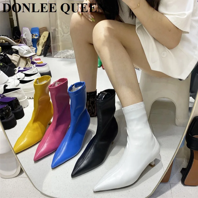 

Ботильоны женские с острым носком, на низком каблуке