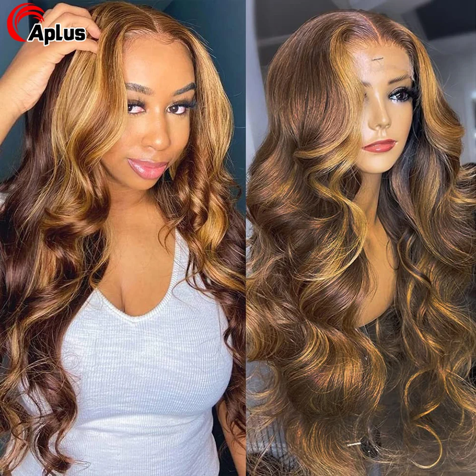 Aplus Highlight Wig Human Hair 13x4 Hd Lace Front Human Hair Wigs For Women Brazilian 30 Inch Ombre Blonde Body Wave Frontal Wig