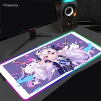 Anime Hololive RGB Mouse Pad XXL Computer Desk Keyboard Carpet Mousepad Gaming Accessories LED Gamer PC Table Mat USB Backlight