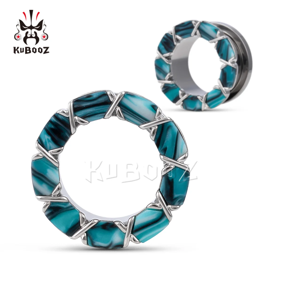

KUBOOZ Ear Plugs Gauges Tunnels Colored Shell Expander Stretchers Piercing Jewelry Stainless Steel Earrings 2PCS