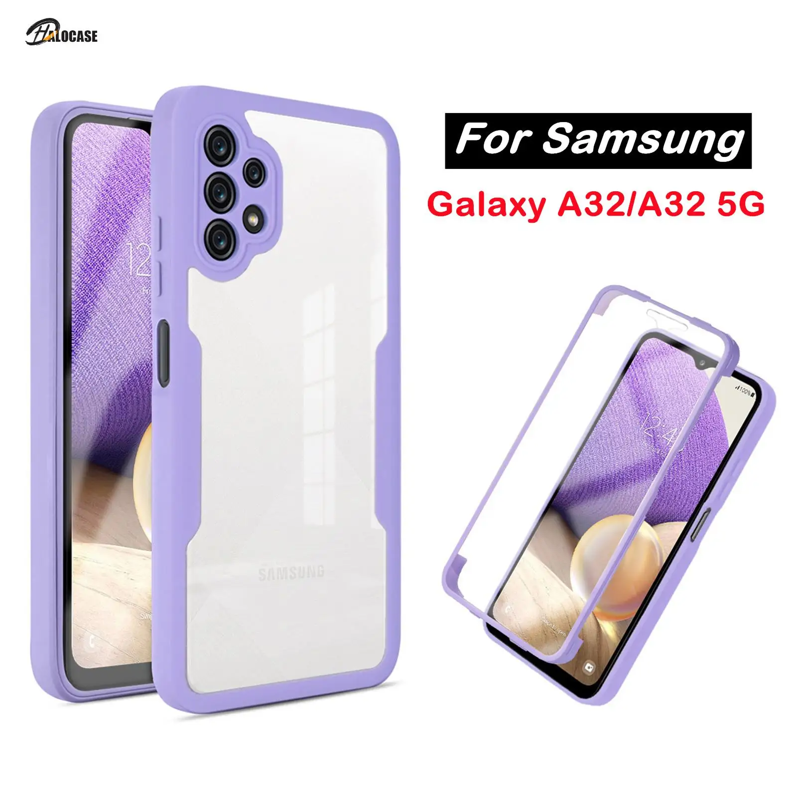 

360 двухсторонний прозрачный чехол для Samsung Galaxy A32 5G ударопрочный чехол для объектива камеры с полной защитой