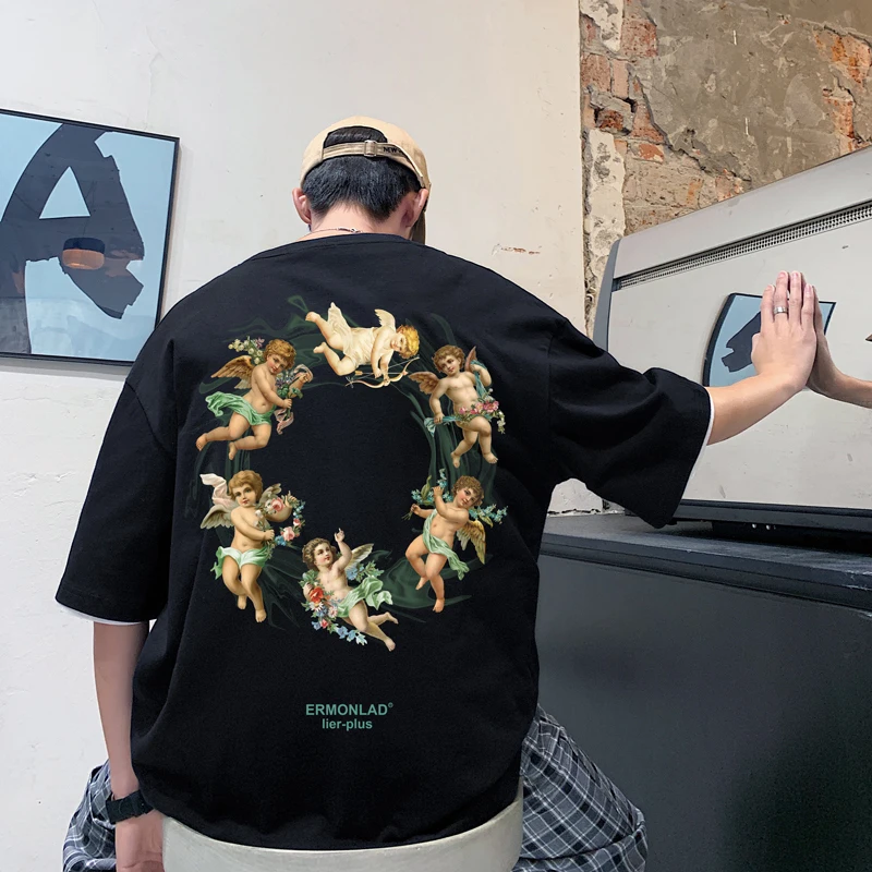 

2023 Back Print Streetwear T Shirt For Man Y2k Vintage Casual Tees Oversized Tshirt Male Clothing 5xl Short Sleeve Tops Korean