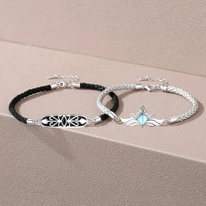 

Браслеты из чистого серебра S925 пробы для влюбленных принцесс рыцаря, ручная работа, выпуск Хань, контрастные браслеты ручной работы для муж...