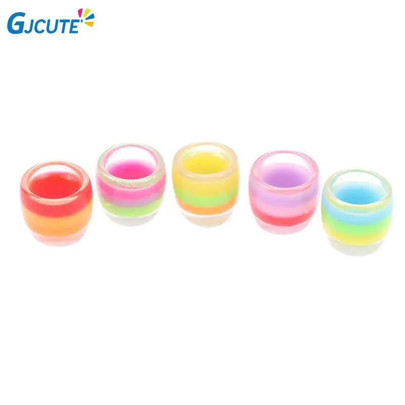 

5Pcs 1:12 Scale DIY Parts Plastic Colorful Rainbow Cup Miniature Mini Wine Beer Cup Dollhouse Craft Home Decoration Glass Model