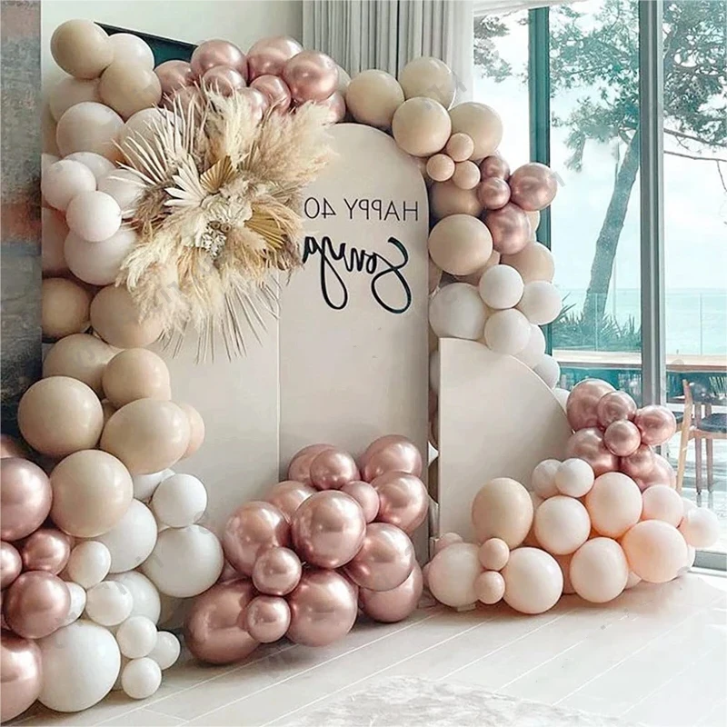 

Doubled Cream Peach Balloons Garland Arch Wedding Decoration Doubled Apricot White Rose Gold Ballon Brithday Party Balon Decor