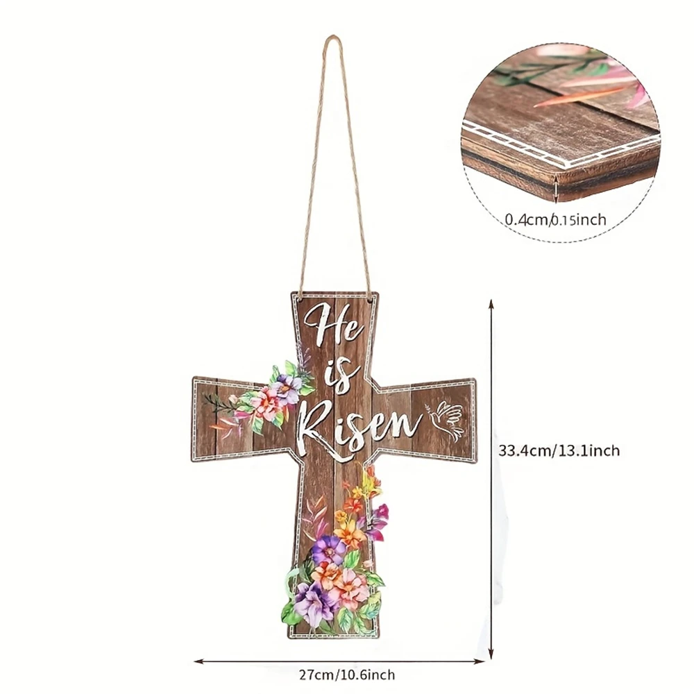 Пасхальная деревянная дверная вешалка с цветочным узором: Универсальное