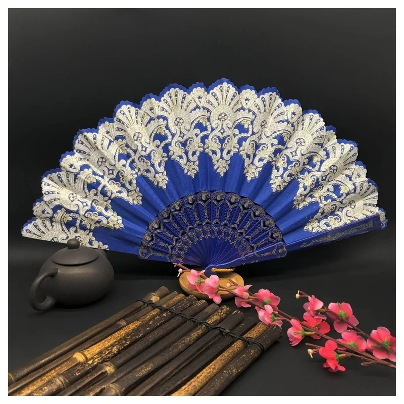 Ретро японский кружевной ручной складной сценический веер испанский дворец