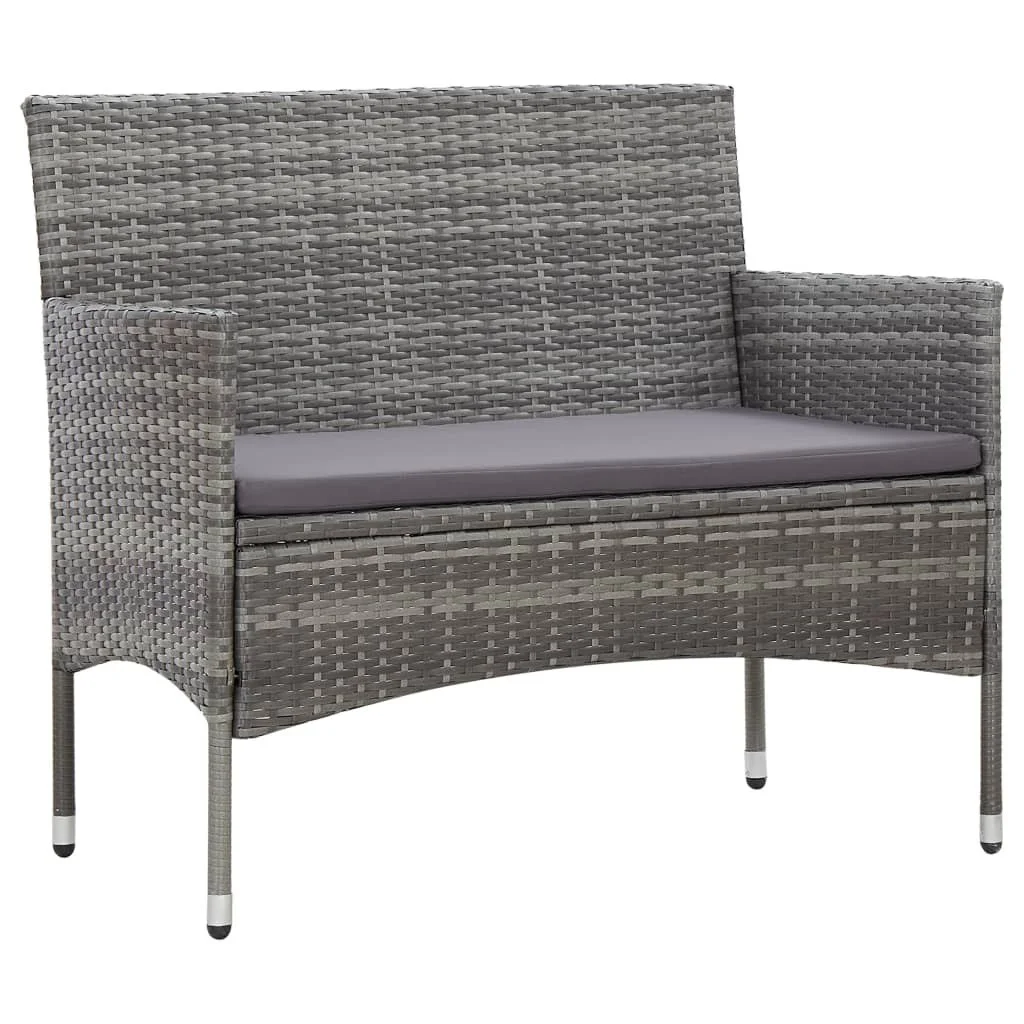 

Garden Bench with Cushion Poly Rattan Gray