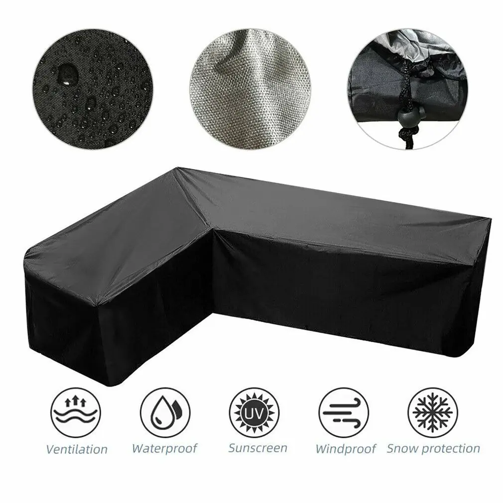 

Угловой уличный чехол для дивана, садовый Плетеный угловой чехол для мебели, V-образный водонепроницаемый комплект для защиты дивана, униве...