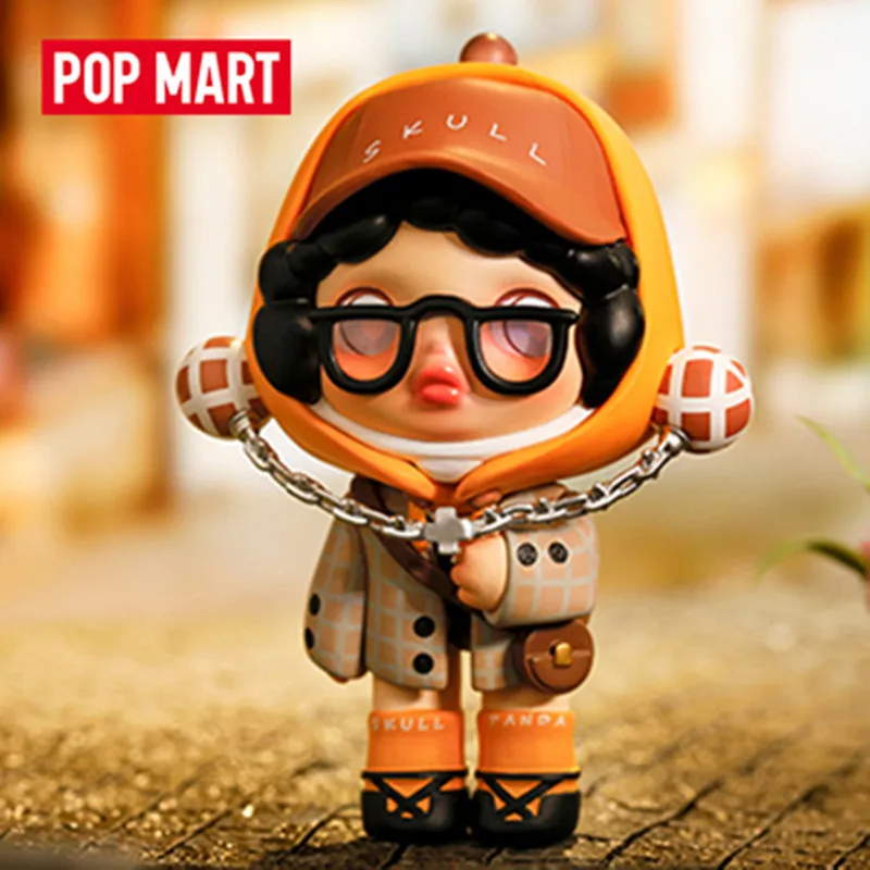 Цена Милая аниме-фигурка в подарочной коробке-сюрпризе, оригинальная игрушка POPMART SKULLPANDA Bear Meow Craze Series глухая коробка, модель с подтверждением сти...