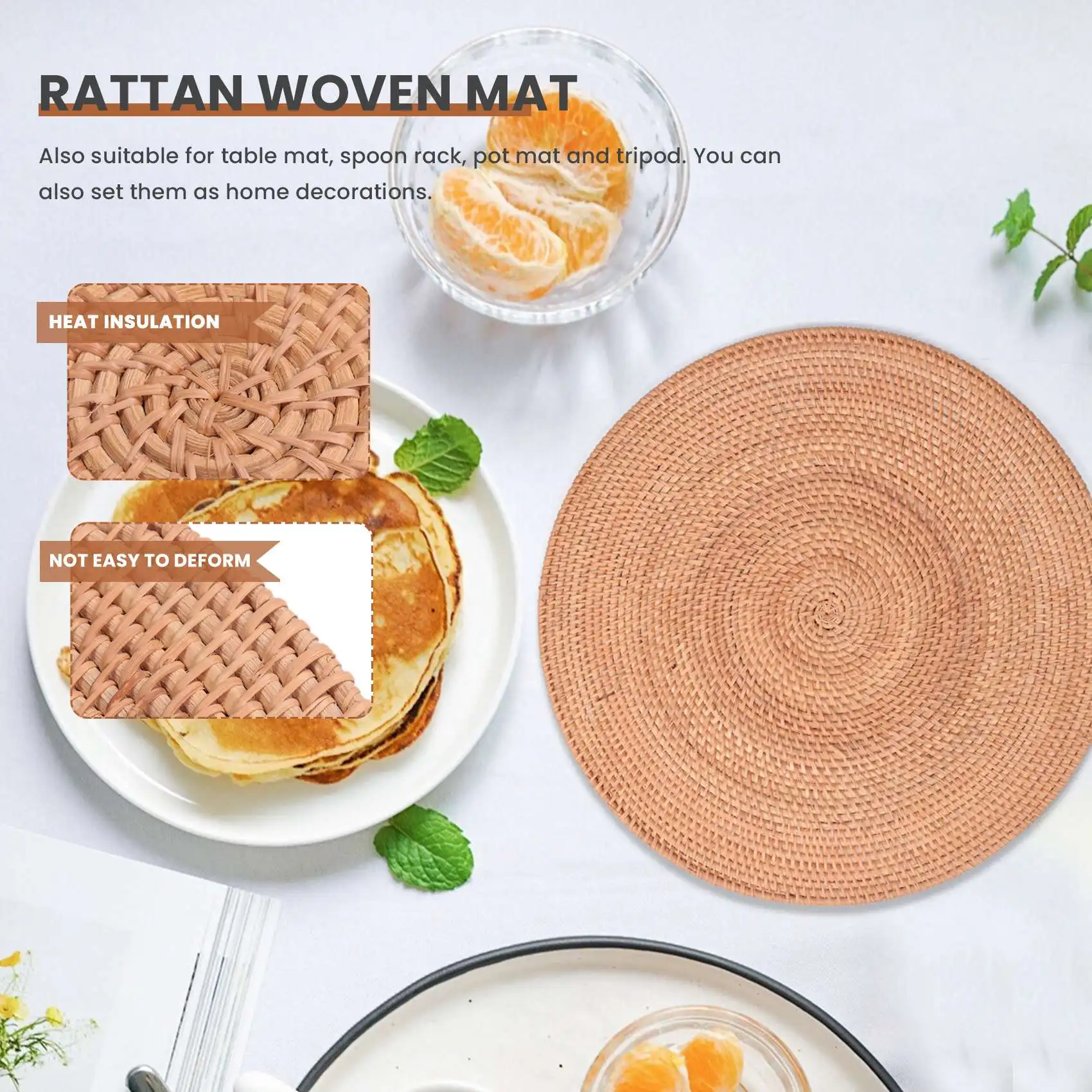 Тканые салфетки из ротанга коврики для стола нескользящий тепловой коврик