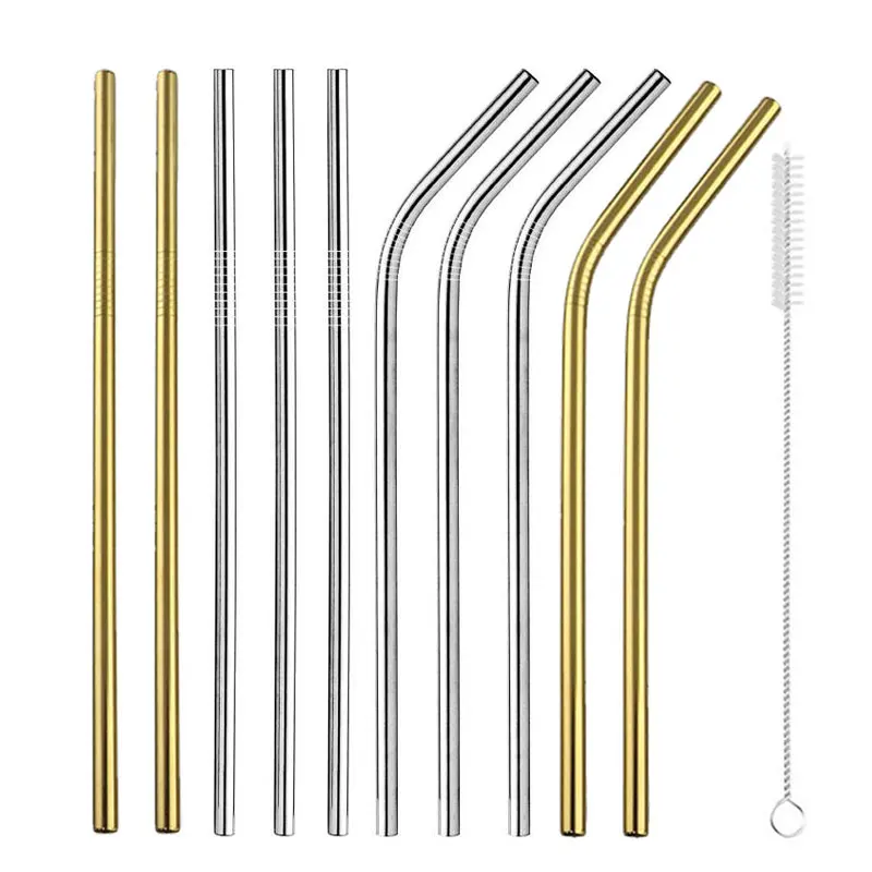 

6Pcs Colorful Reusable Metal Straw High Quality Stainless Steel Straws with Cleaner Brush Bar Party Drinking Cocktails Accessory