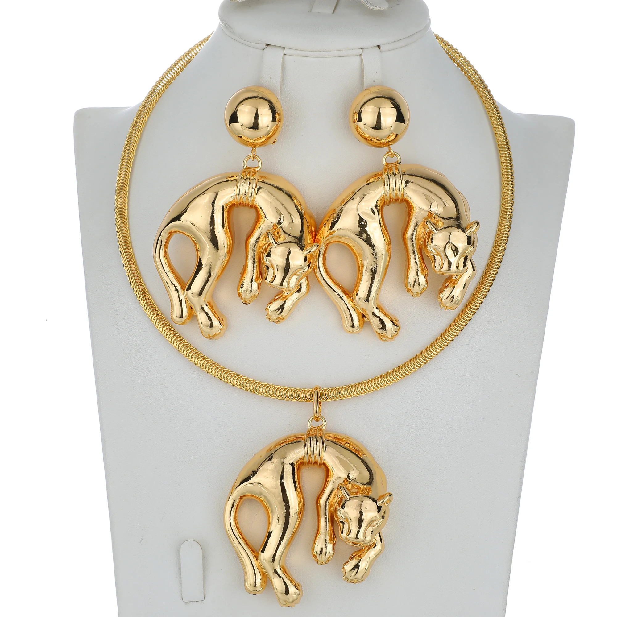 Женское свадебное ожерелье Dubai большой набор украшений с золотым покрытием