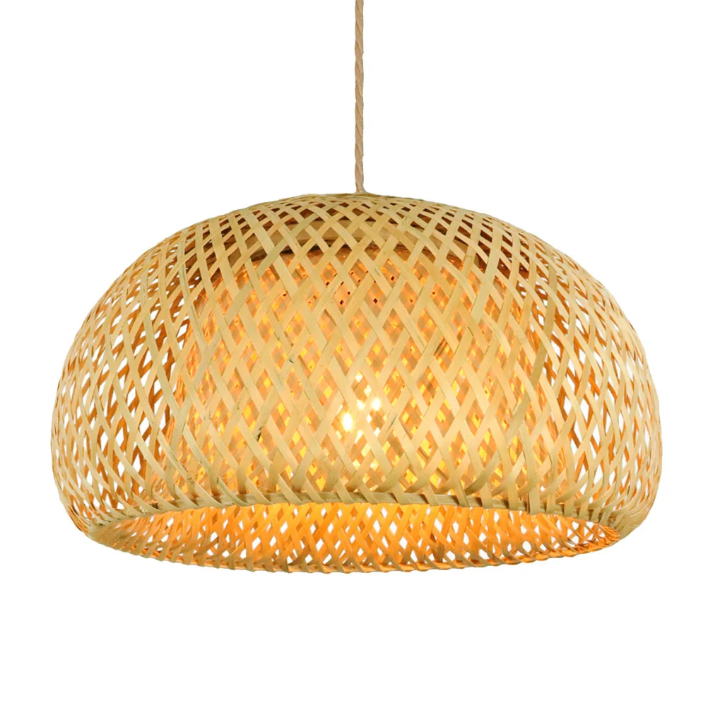 

Lamp Shade Light Cover Rattan Pendant Woven Shades Chandelier Lampshade Ceiling Wicker Hanging Bulb Rustic Guard Fixture Globe