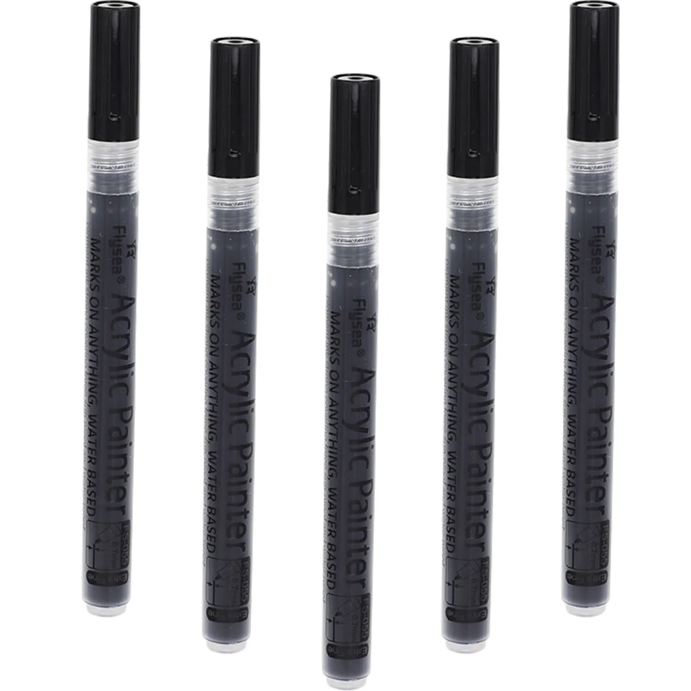 

5 Pcs Mark Pen Black Pens Drawing Canvas Markers Black Sharpies Acrylic Markers Pen Marker Pen