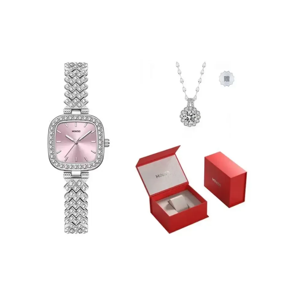 Original MINISO Sea Blue Small Sugar Cube Watch with Free Necklace Pendant.