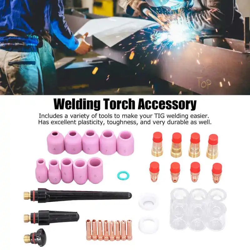

49Pcs TIG Welding Accessory Glass Cup Nozzle Collet Tool Set Kit for WP‑17 18 26 Hardware Accessories