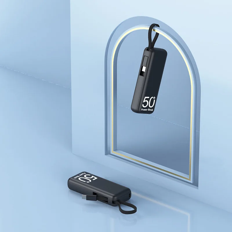 5000mAh Mini Portable Power Bank Built in Cable External Spare Battery Pack Powerbank For iPhone 14 13 12 Samsung S22 Xiaomi