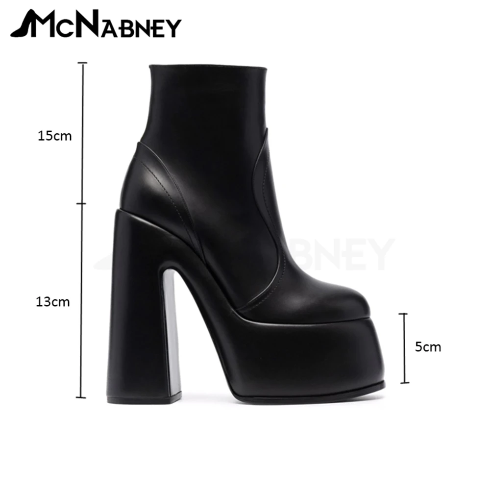 Platform Ankle Boots Super High Heel Women Boots Modern Boots Fashion Sexy Style Shoes Classics Leather Stretch Boot Office Lady