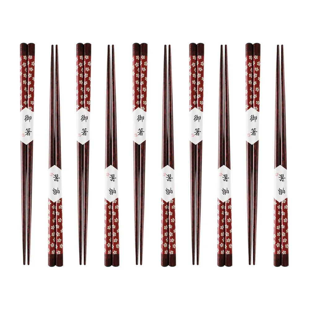

10 Pairs of Chinese Style Chopsticks Japanese Wooden Cutlery Natural Healthy Chopsticks Kitchen Utensils