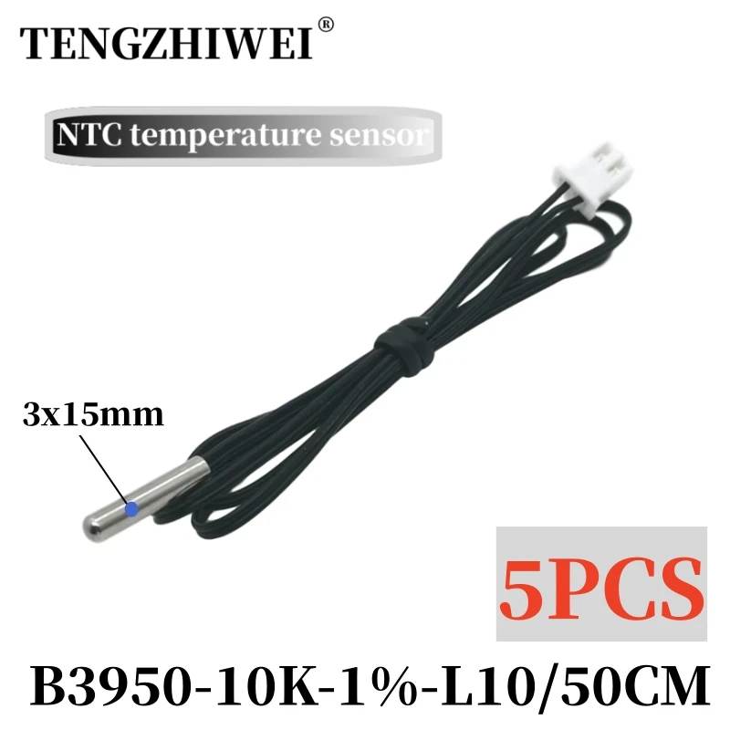 Датчик температуры NTC B3950 10K 1% водонепроницаемый зонд 3*15 мм из нержавеющей стали