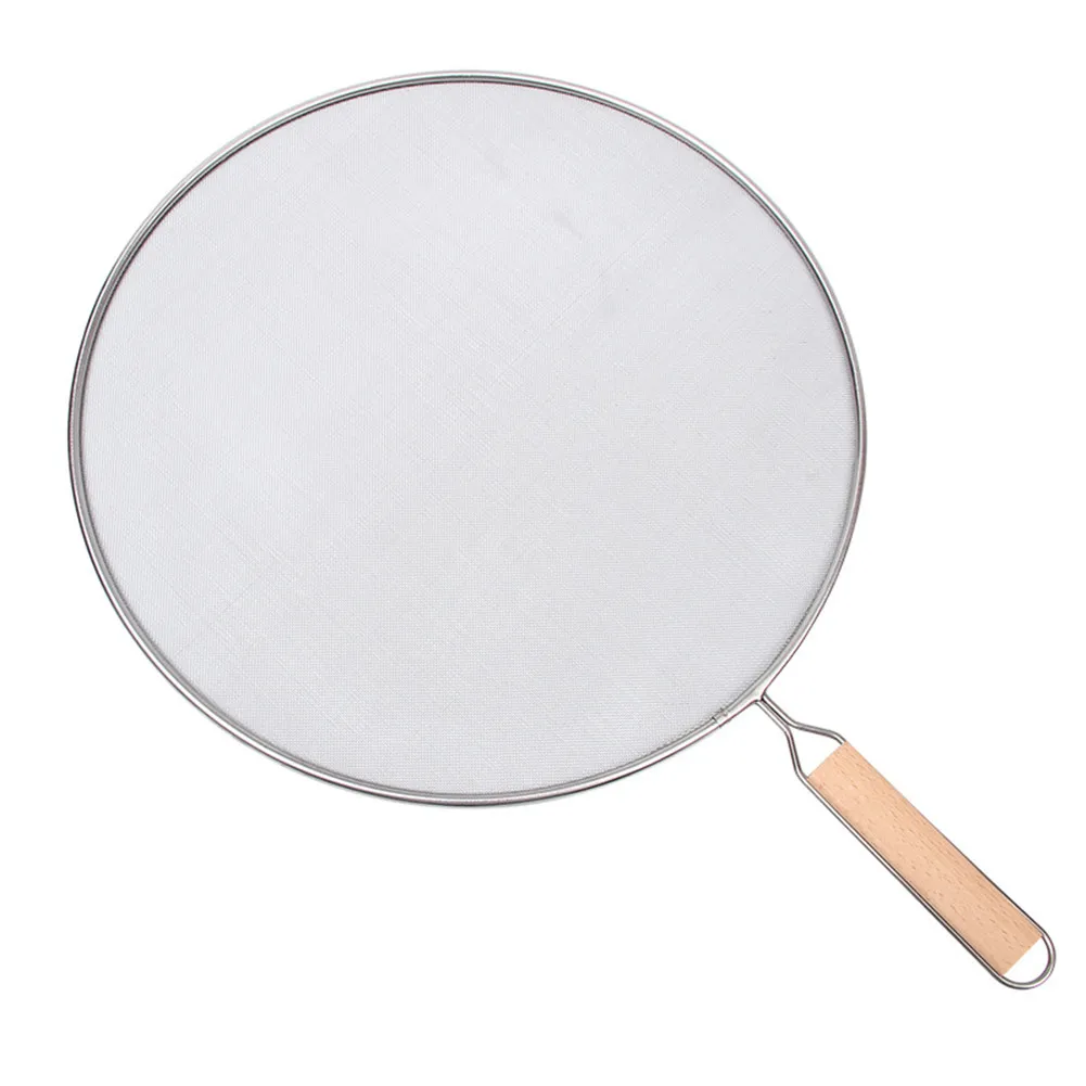 

Grease Splash Screen Oil Splatter Screen For Frying Pan Stainless Steel Protector Guards With Wooden Handle 1Pc About Diameter