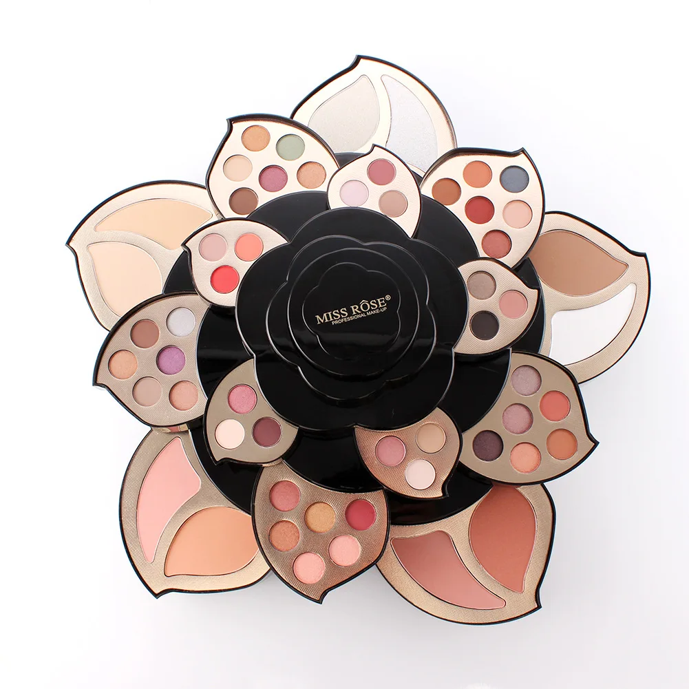 

MISS ROSE Multi-Functional Flower Rotating Makeup Set Black Big Plum Blossom Palette High Quality Waterproof Cosmetic Case