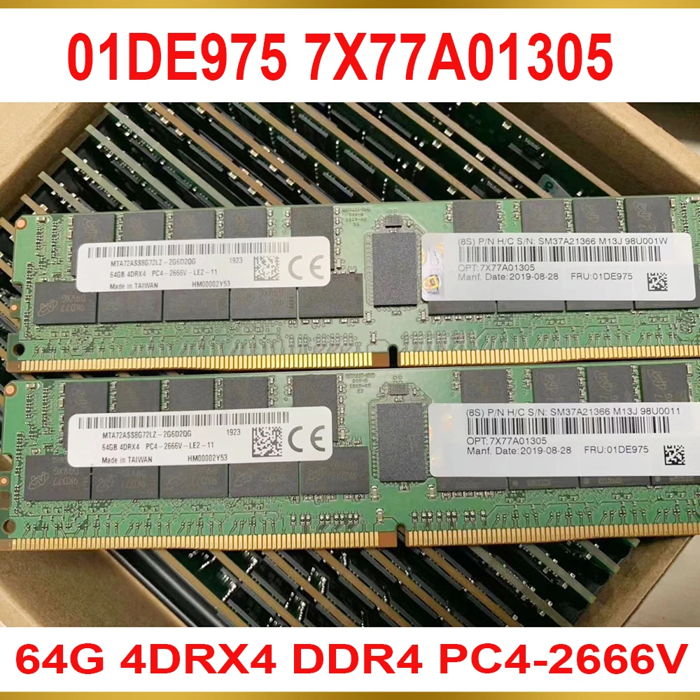 

1 PCS Server Memory For Lenovo 64GB 64G 4DRX4 DDR4 PC4-2666V 01DE975 7X77A01305