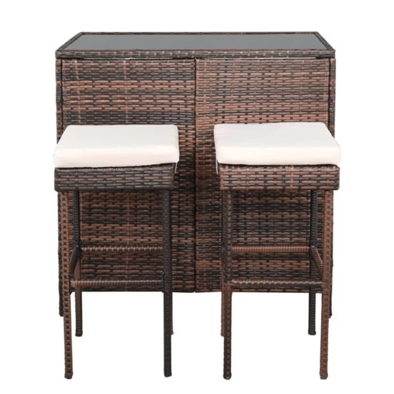 

Bar Table and Bar Stool Three-Piece Set Brown Gradient[US Stock]