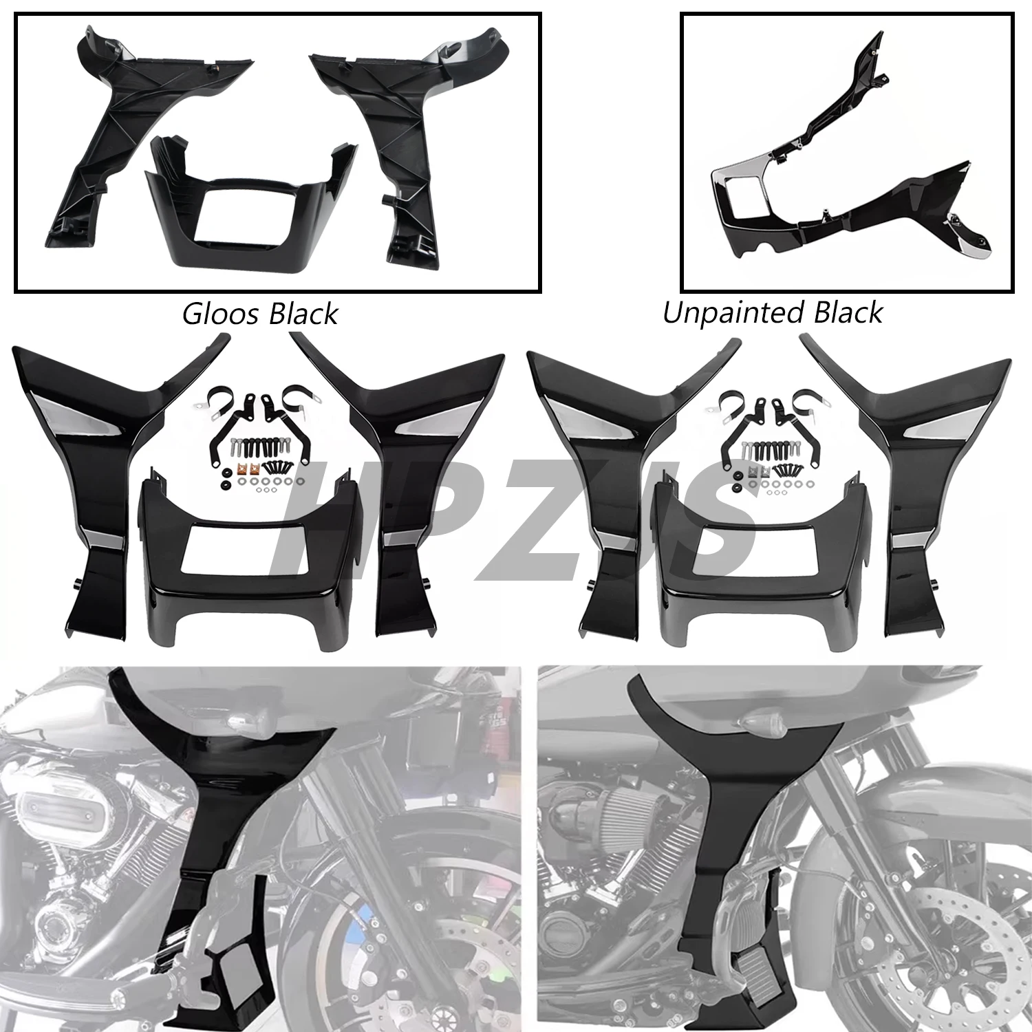 Обтекатель мотоцикла спойлеры неокрашенный черный/глянцевый черный для Harley Touring