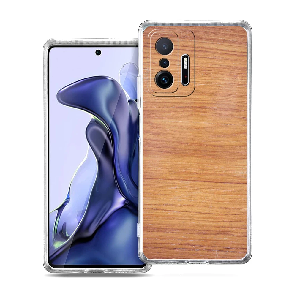 Carved Wood Transparent Phone Case for Xiaomi Mi 11 Ultra 12 11T 11X 11i Lite Poco X3 X4 NFC F3 GT M4 Pro 5G Soft Shell Fundas