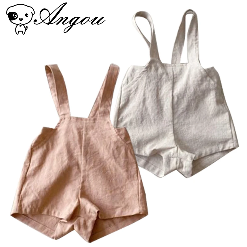 

Angou Newborn Boys Girls Fashion Straps one-pieces Pure Colour Super Soft Cotton Jumpsuits Simplicity Straps Shorts Baby Toddler