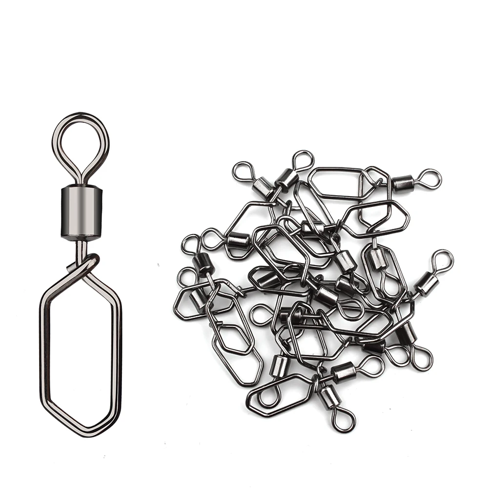 

20pcs Stainless Steel Barrel Swivel Lure Hook Corrosion Resistant Fishing Swivels Hooked Snap Pin Fishing Line Connector
