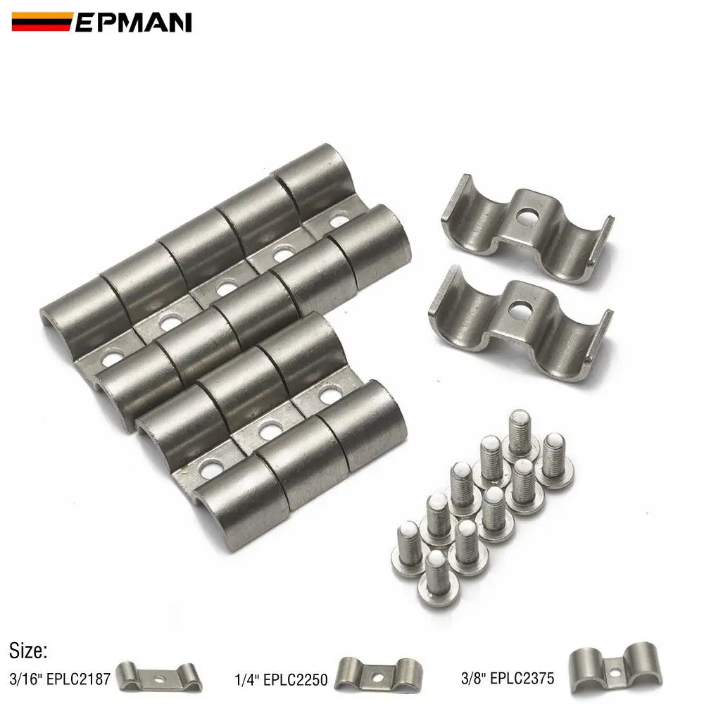 

EPMAN Stainless Steel Double Line Clamps Pack of 10 modified Fits Fuel, Air, Electrical, Brake, Lines EPLC2375