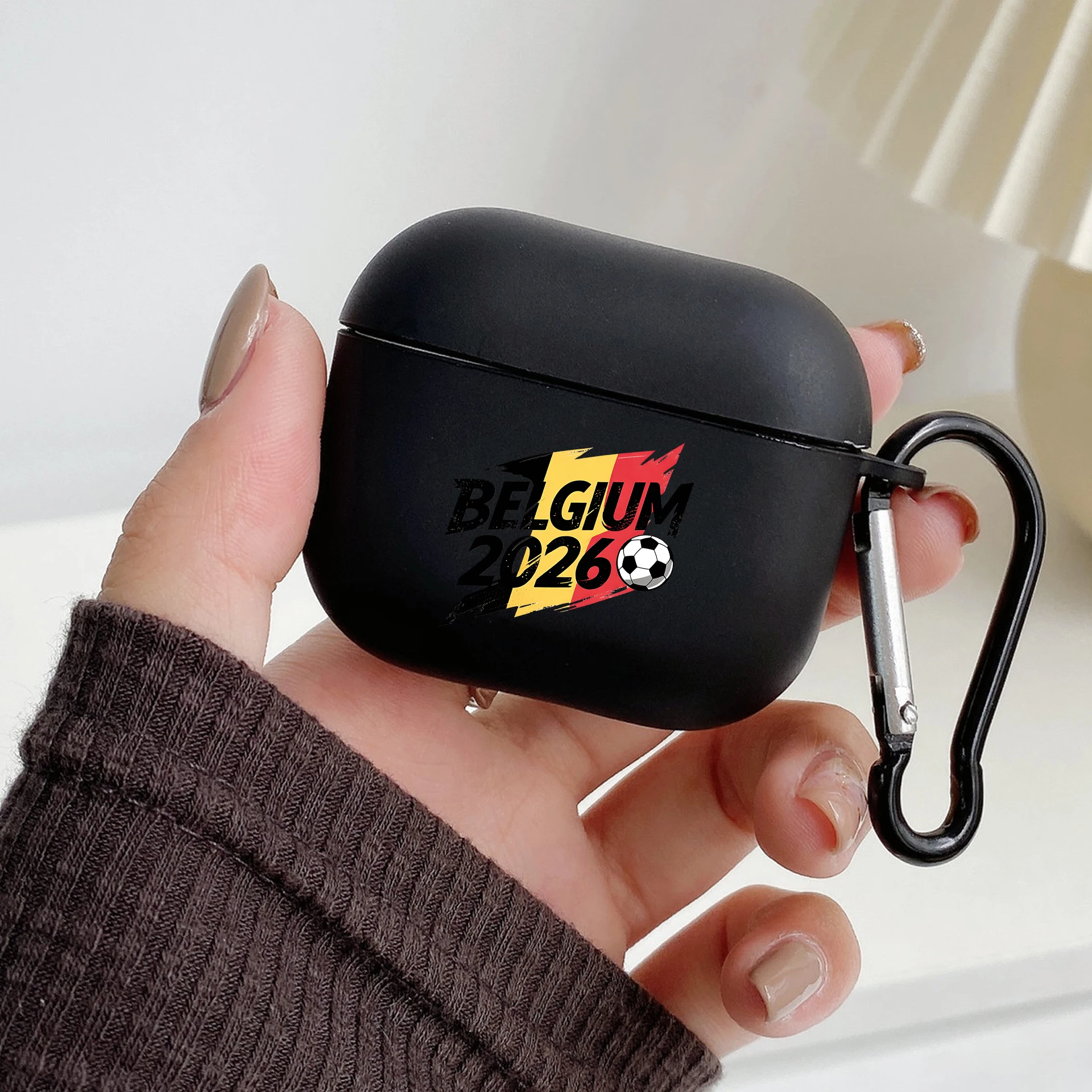 Чехол для наушников Airpods 4 3 2 1 Pro3 Pro2 с дизайном флага Бельгии 2026 года, ударопрочный, с брелоком, черный чехол для Airpods 4 (art.: 3920dc410d67f) - 3920dc410d67f