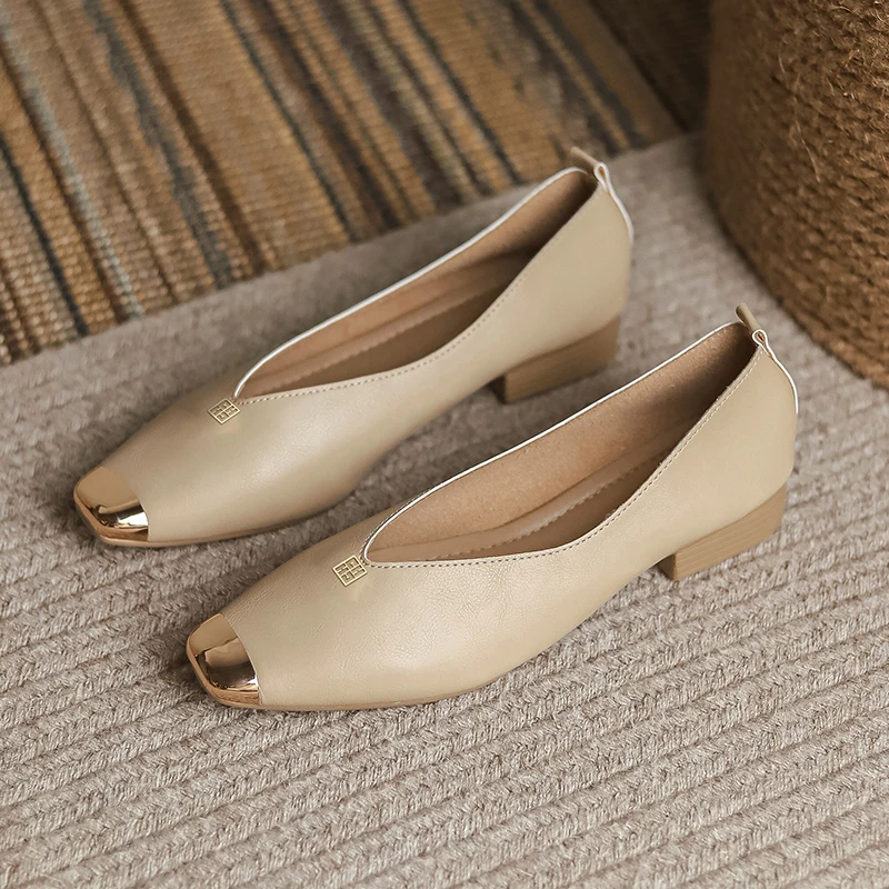 

Women's Low Heeled Shoes 2023 Autumn Casual Shallow Mouth Commuting High Heeled Shoes Square Toe Party Loafers Women's Shoes