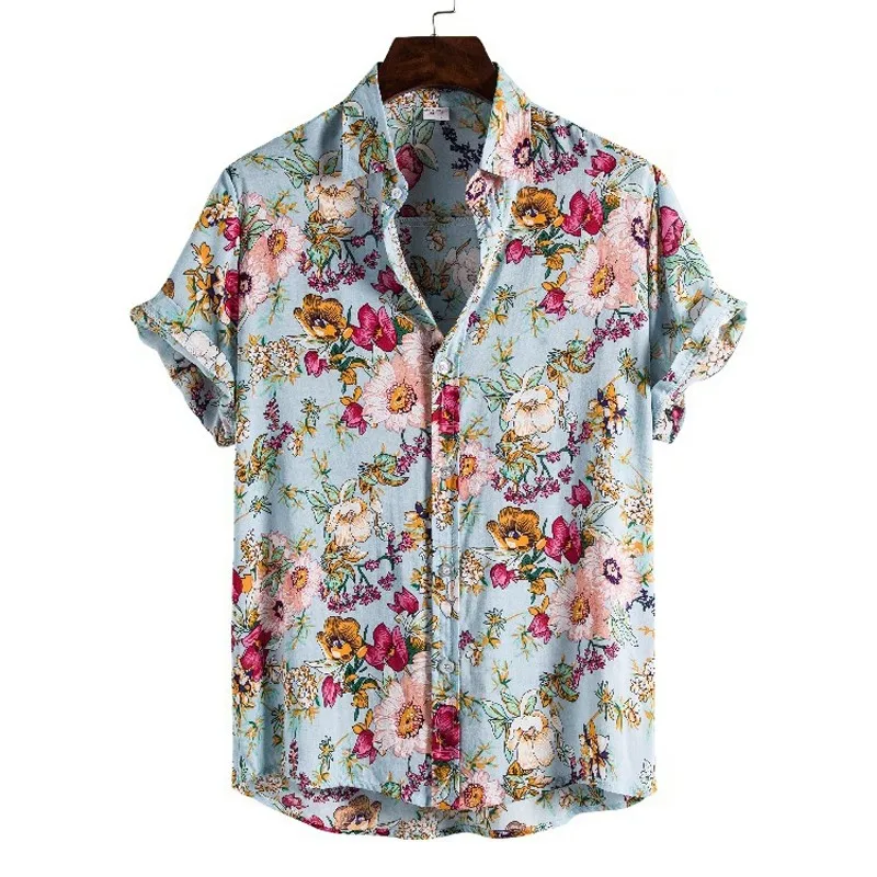 

Floral Hawaiian Aloha Shirt Men 2022 Summer Short Sleeve Quick Dry Beach Wear Casual Button Down Vacation Clothing Chemise Homme
