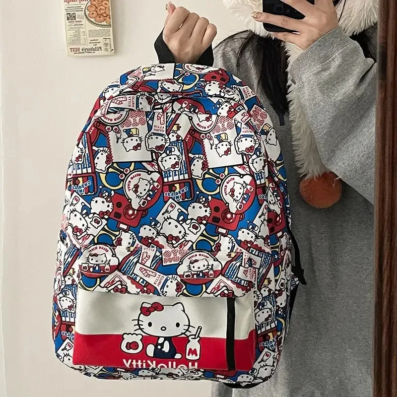 Рюкзак Sanrioed с изображением котенка из аниме Hello Kitty милые школьные ранцы
