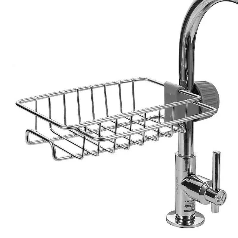 

Steel Faucet Rack Kitchen Storage Shelf Sponge Dish Cloth Finishing Rack Drain Rack Pool Rag Storage Drain Dry Rack