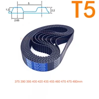 trapezoidal tooth t5 synchronous belt pitch length 375 480mm rubber with fiberglass core width 10152025mm timing belt