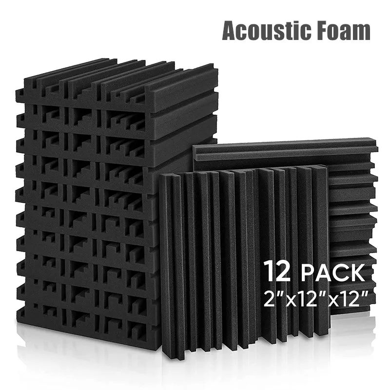

12Pack 30x30x5cm Acoustic Foam Panels Broadband Soundproof Sponge Basstrap Absorption Treatment Studio Wall Foam with Tapes